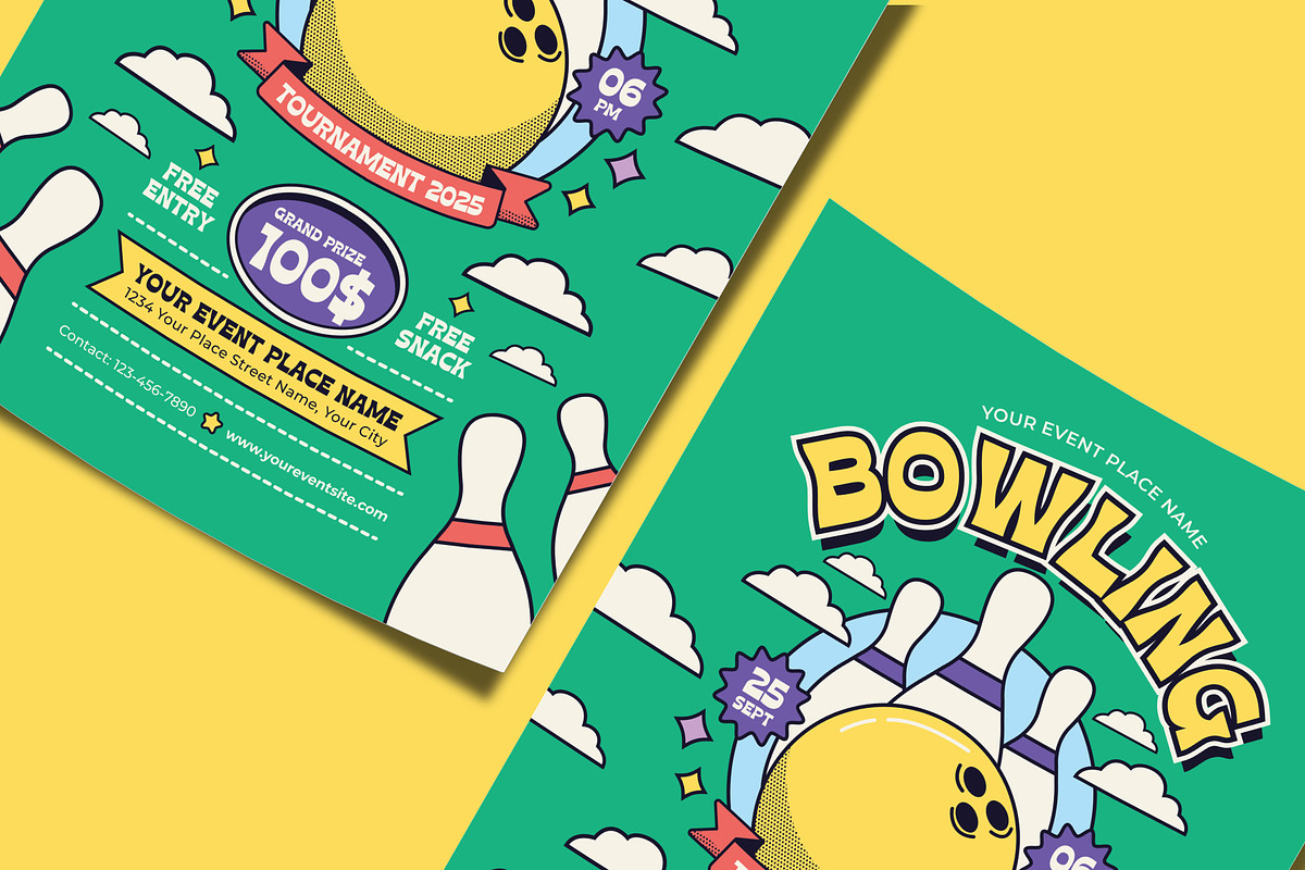 Bowling Tournament Flyer Template, a Flyer Template by Tiptop Graphic (Photo 3 of 5)