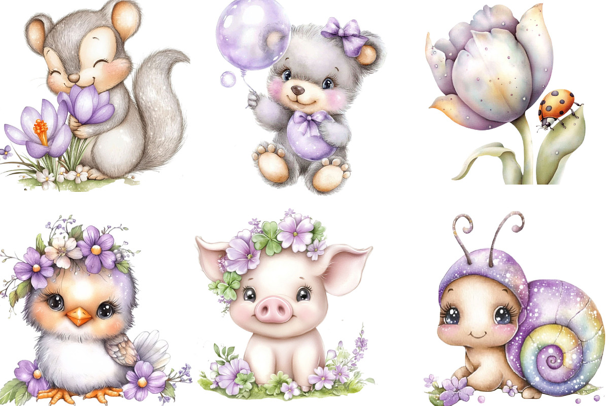 Whimsical Spring Animal Clipart, an Illustration by Designking (Photo 2 of 5)