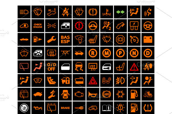 100 Car Dashboard Icons.
