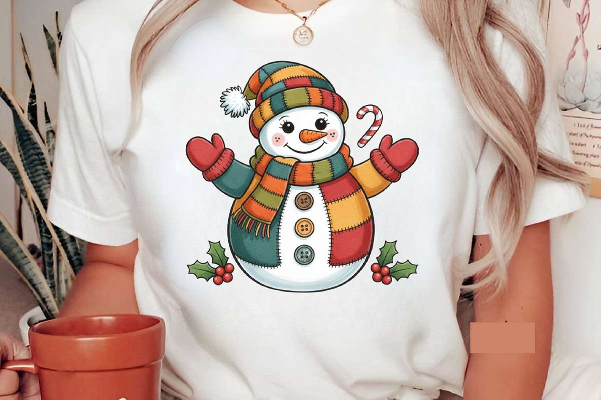 Patchwork Snowman Png, Merry Christm, an Illustration by Designking (Photo 5 of 6)