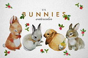 Bunnies + strawberry watercolor, an Animal Illustration by olia.medvedeva.art (Thumbnail 1 of 3)