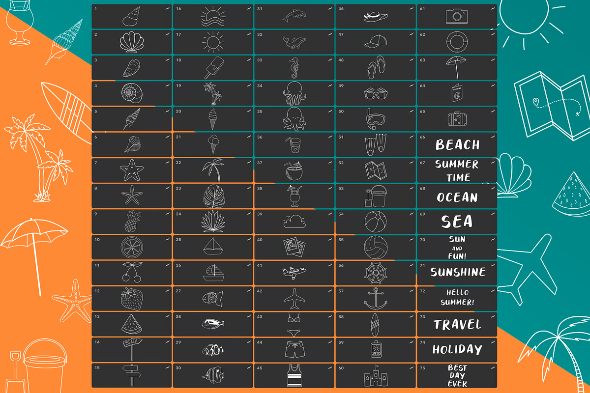 75 Procreate Summer Stamps, a Brush Add-On by SmuffizStudio (Photo 2 of 5)