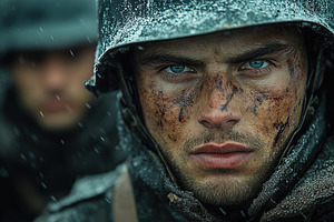Portrait of male soldier in uniform, a Photo by AlyaAnd