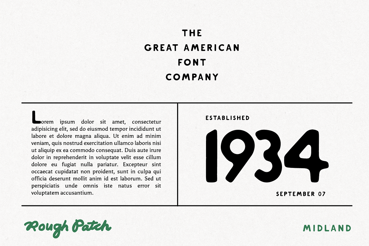 Midland | Vintage Sans Serif Font, a Sans Serif Font by Rough Patch Studio (Photo 3 of 8)