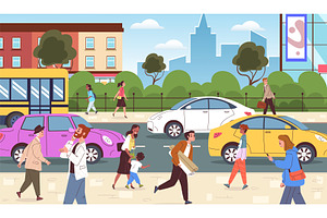 Crowd people walk street. City, a Person Illustration by Stock-Smart-Start