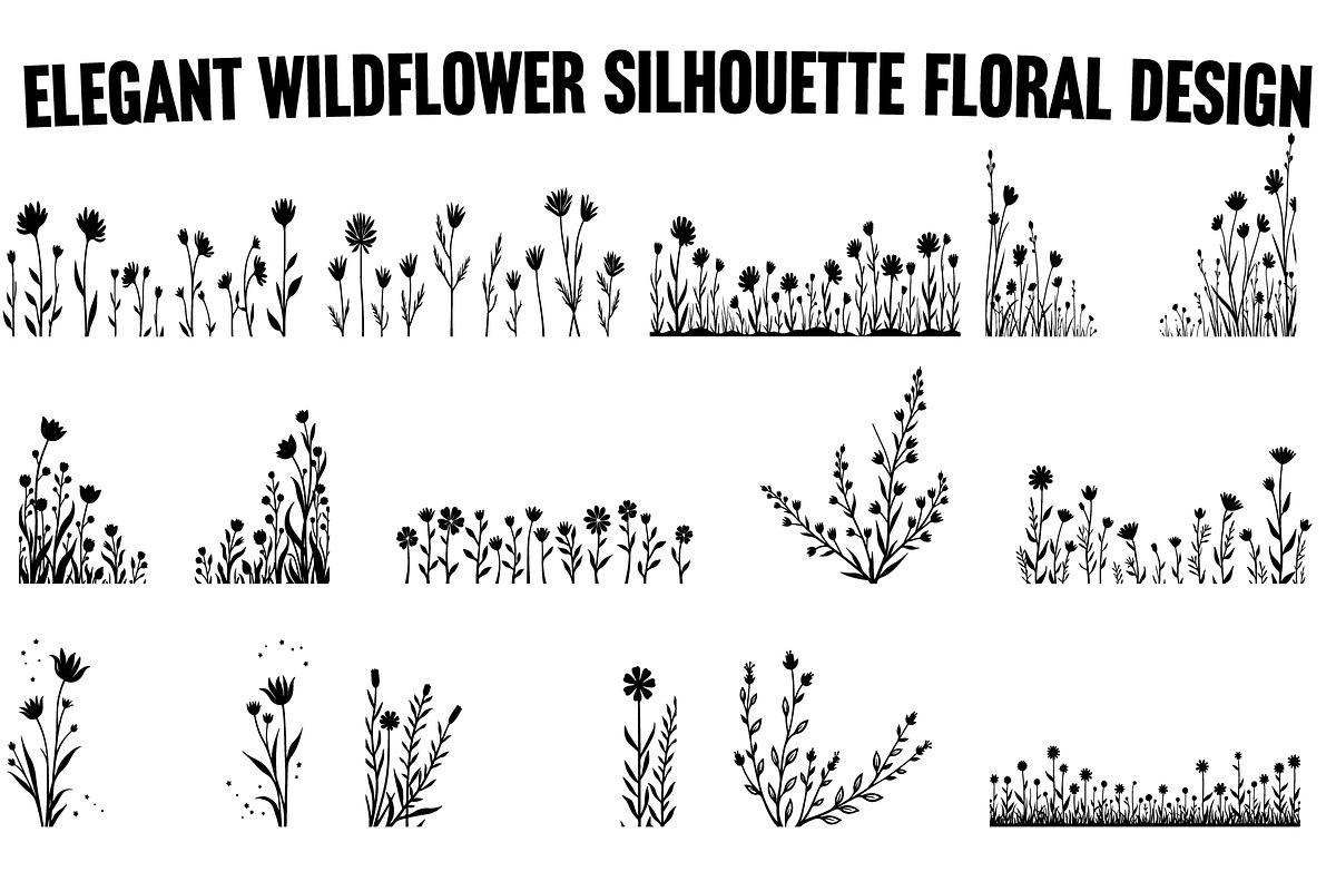 Elegant Wildflower Silhouette, an Illustration by Designer_Momina