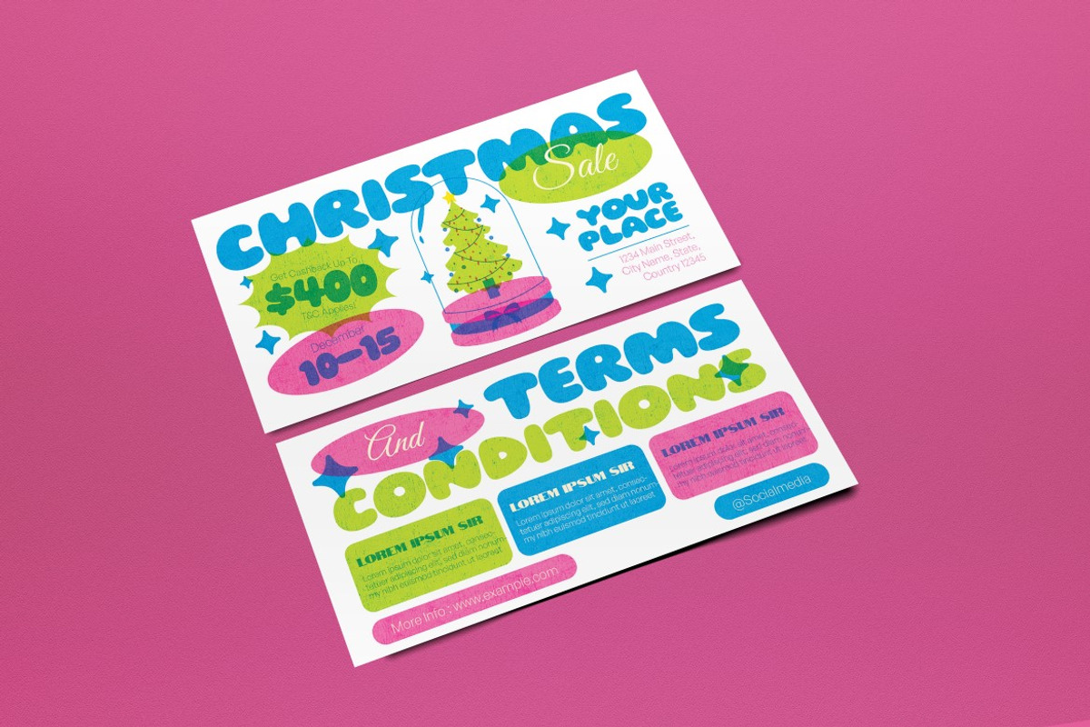 Blue Pink Christmas Sale Voucher, a Card Template by graphicook (Photo 4 of 6)
