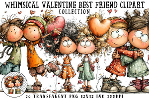 Whimsical Valentine Best Friend Clip, an Illustration by OK Design