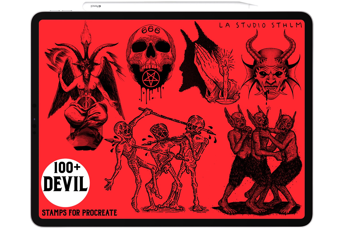 Devil - Procreate Tattoo Stamp Set, a Brush Add-On by LA Studio Sthlm (Photo 6 of 7)
