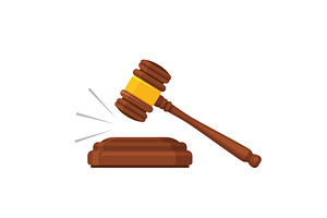 Gavel law. Auction mallet. Court