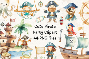 Cute Pirate Clipart Bundle, an Illustration by PassionPNGcreation