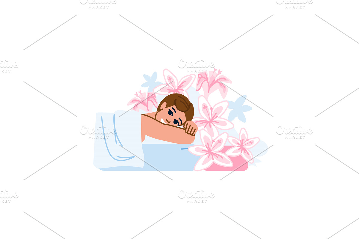 Woman relaxing on massage table, an Object Illustration by pikepicture