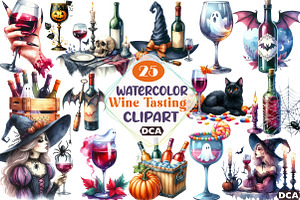 Halloween Wine Tasting Clipart, an Illustration by DreamCafeArt