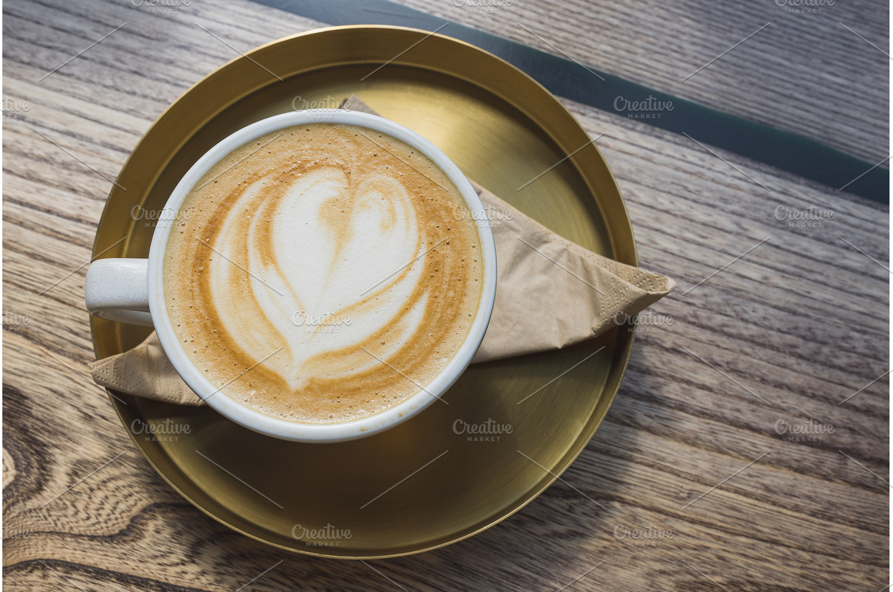 Cappuccino with Heart Latte Art on, a Food & Drink Photo by Lermont51