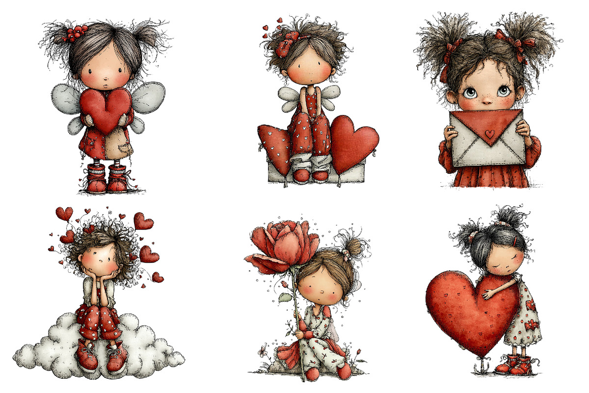 Whimsical Valentine Fairy Clipart, an Illustration by Dream Creation (Photo 2 of 6)