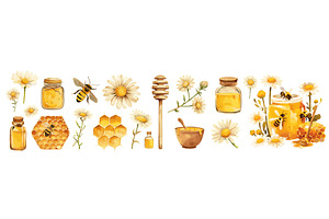 Honey cartoon set. Bees hive, a Food Illustration by Stock-Smart-Start
