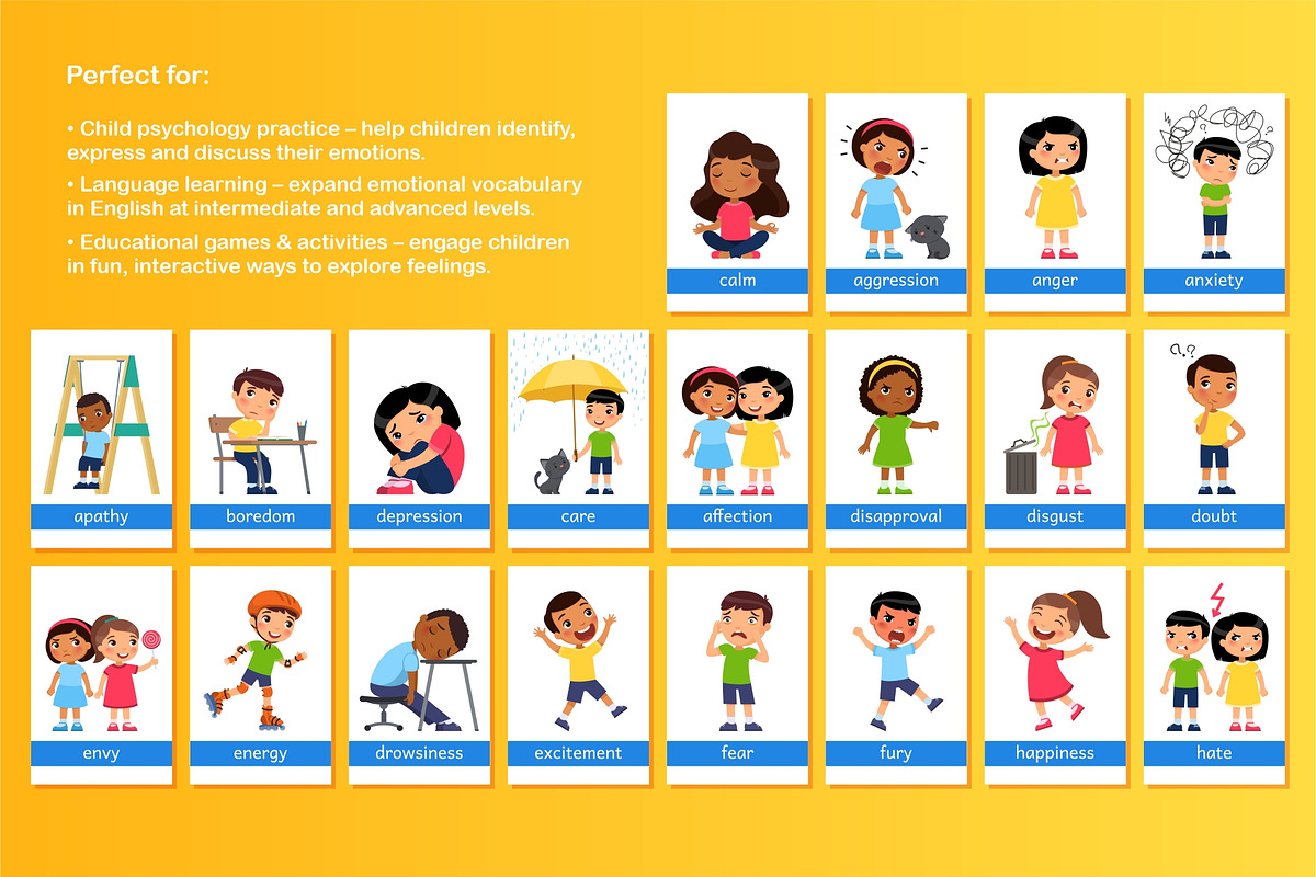 Emotion Flashcards, Child Psychology, an Education Illustration by Valin Malin (Photo 3 of 7)