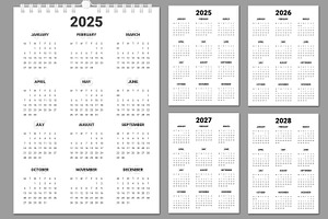 Wall Calendar Template 2025 to 2028, a Stationery Template by ContestDesign