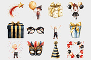 Kids New Year's Eve Clipart, a Seasonal Illustration by Design Market (Thumbnail 2 of 5)
