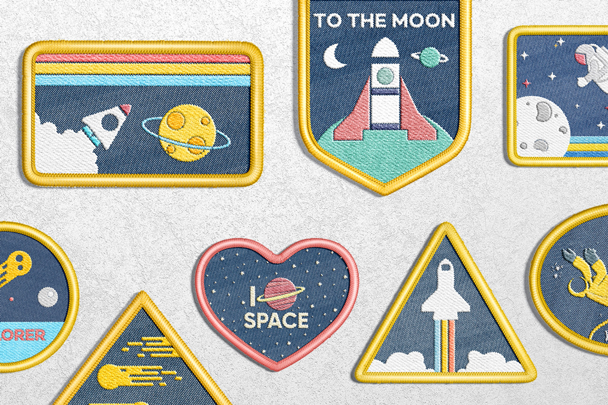 Embroidery Effect Patch Mockups Set, a Merchandise Mockup by rebrandy (Photo 9 of 13)