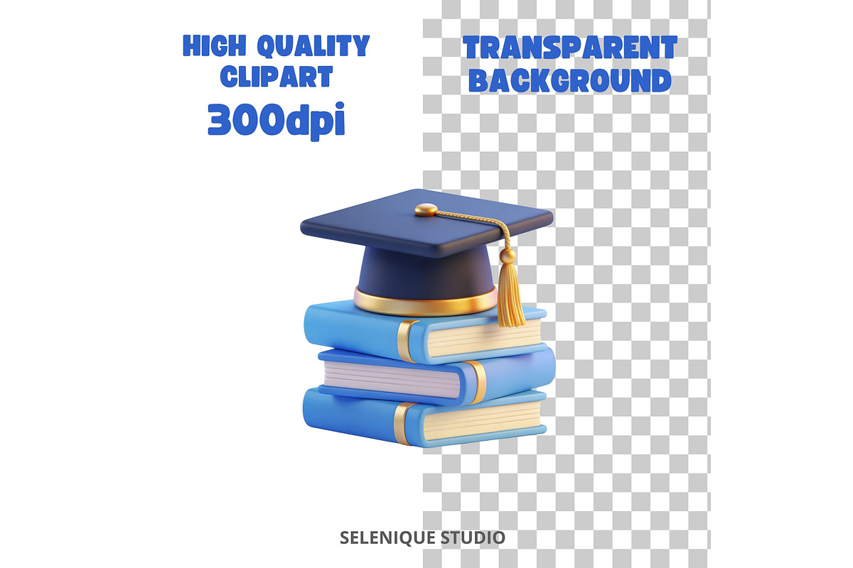 Graduation Clipart 50 PNG Bundle, an Education Illustration by Selenique Studio (Photo 6 of 7)