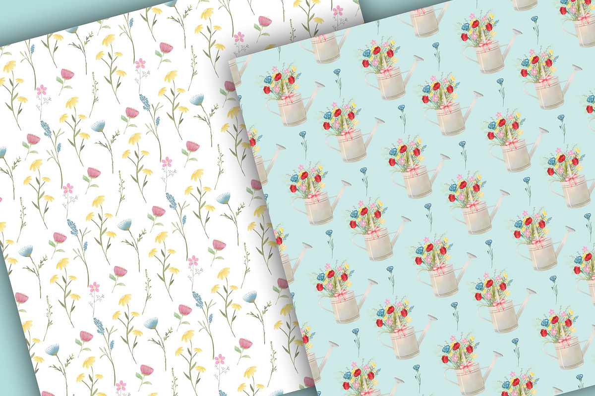Wild flowers digital paper pack, a Pattern Graphic by designloverstudio