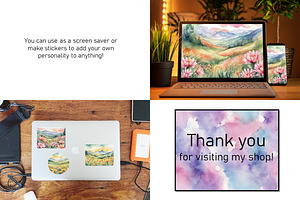 Watercolor Mountain Landscapes Set 1