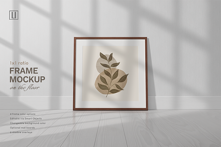 1x1 Square Frame Mockup on Floor, a Household Mockup by Lelu Art Design