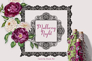 Mulberry Night Lace & Florals, a Seasonal Illustration by Catch the Dream Art (Thumbnail 1 of 14)