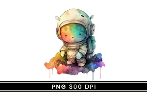 Watercolor Cute Space Astronaut