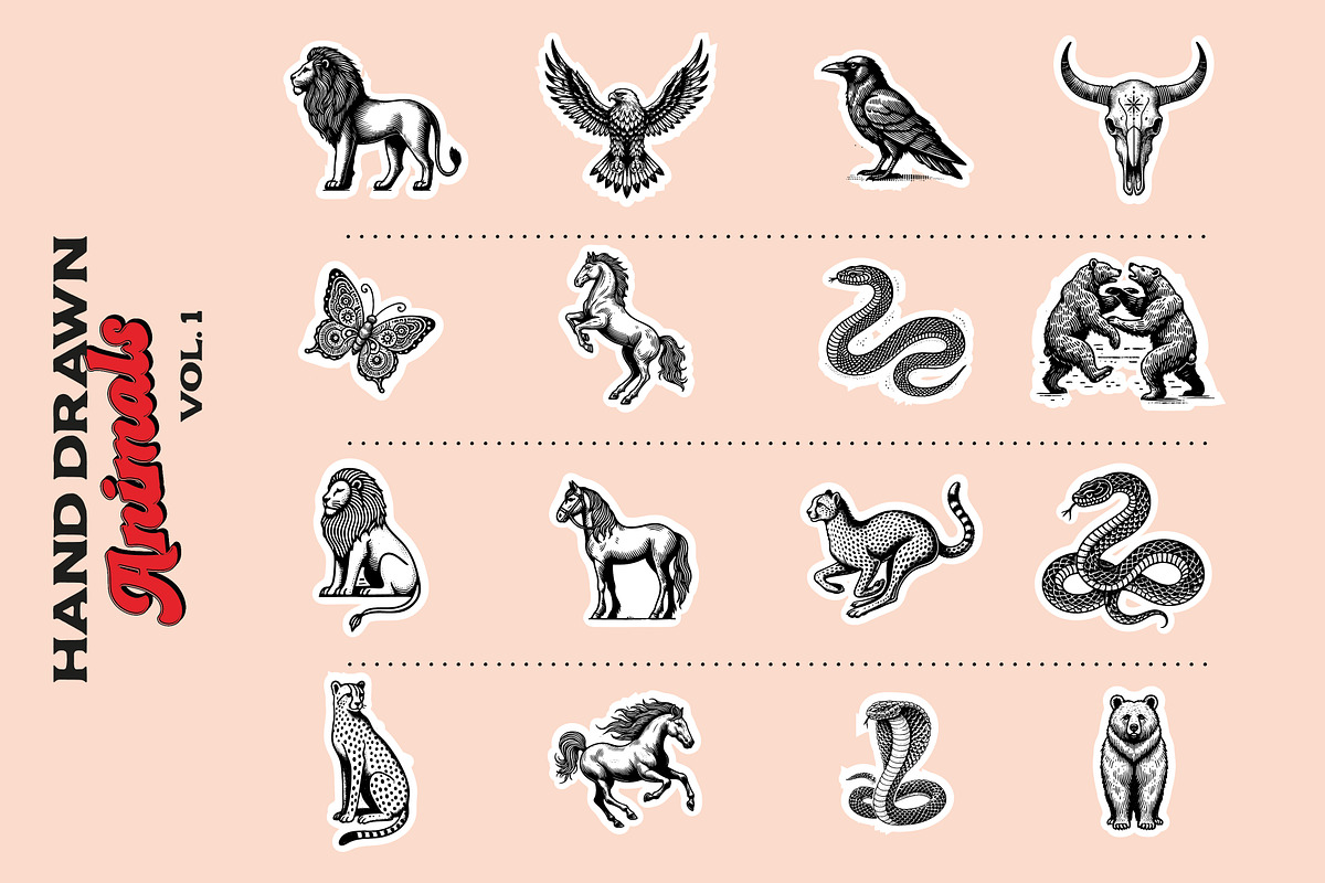 Hand Drawn Animals Vol. 1 + Bonus, an Animal Illustration by lahatom (Photo 3 of 6)