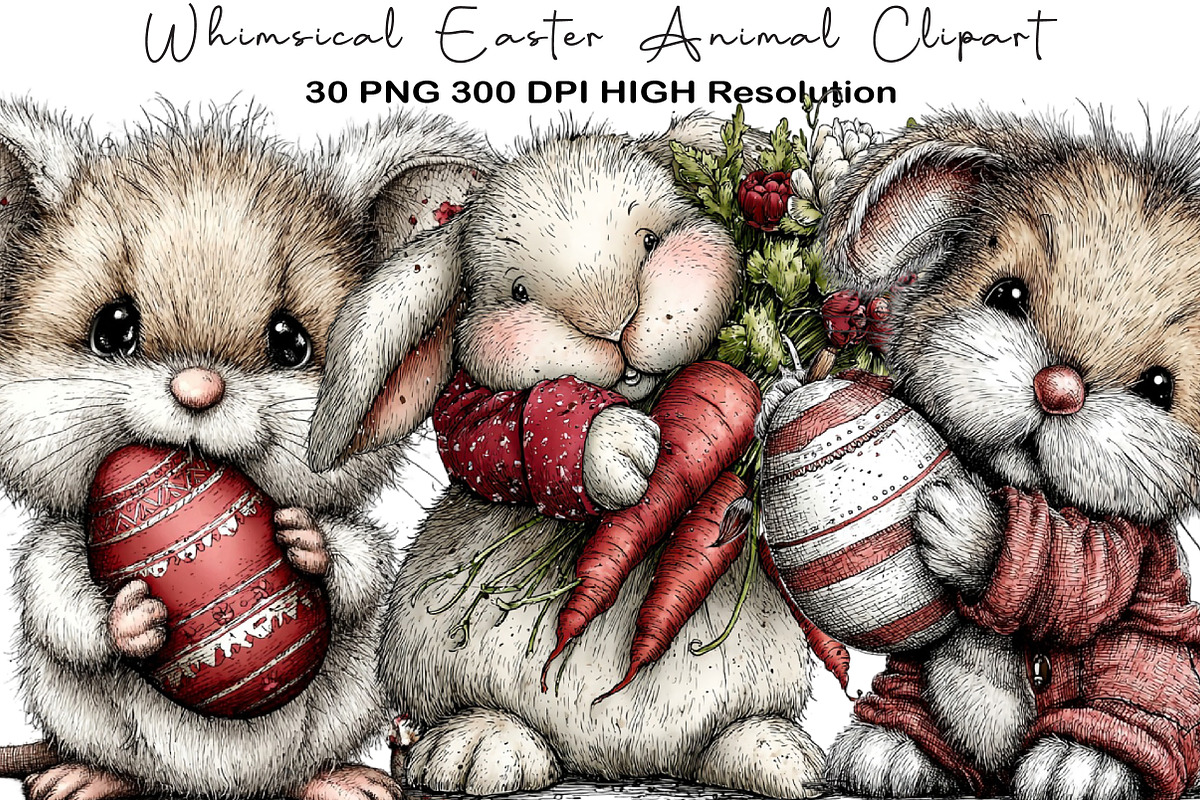 Whimsical Easter Animal Clipart, an Illustration by Black Bird Studio (Photo 1 of 5)