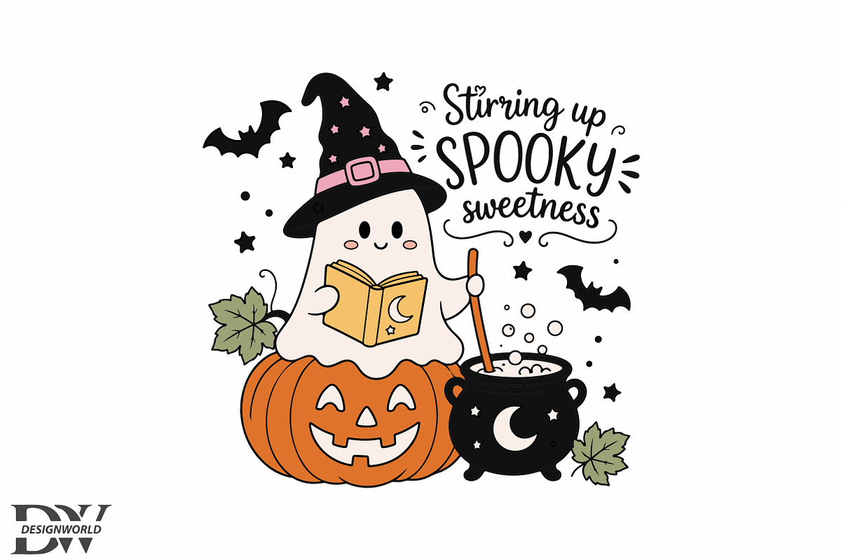 Cute Halloween Ghost Witch PNG, a Seasonal Illustration by Designworld (Photo 1 of 4)