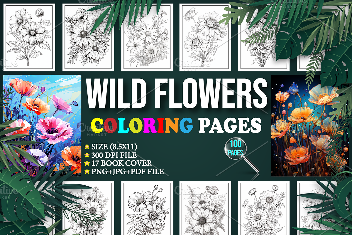 100 Wild Flowers Coloring Pages - KD, a Stationery Template by Design Station (Photo 1 of 5)