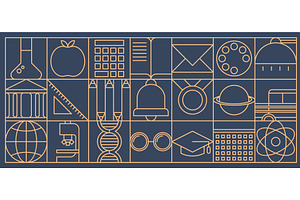 Education, science line pattern, an Education Illustration by Vector Tradition