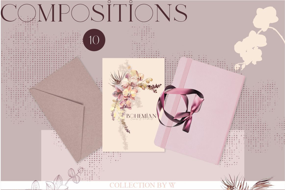 Bohemian Leaves & Orchids, a Decorative Illustration by Collection by VY (Photo 6 of 11)