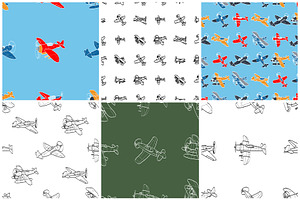 Airplanes. 30 Vector Patterns