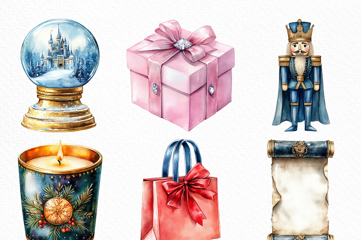 Watercolor Luxury Christmas Clipart, an Illustration by Craft Nest (Photo 3 of 6)