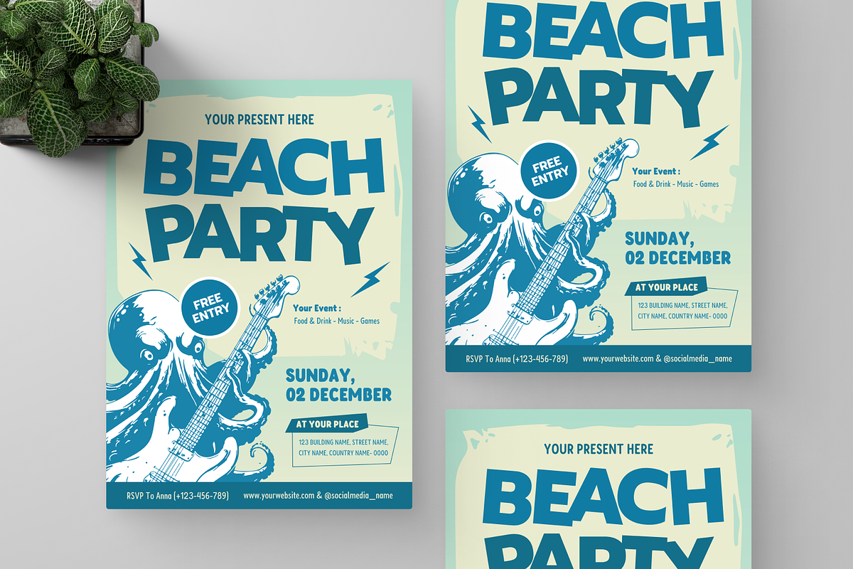 Beach Party Flyer, a Flyer Template by Annora Studio (Photo 5 of 5)