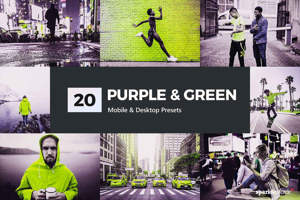20 Purple & Green Lightroom Presets, a Preset Add-On by SparkleStock (Photo 1 of 9)