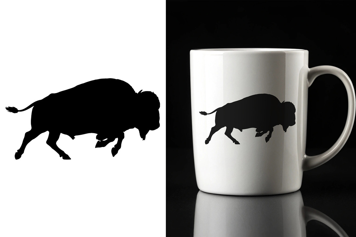 Buffalo Silhouette Set Bison and Wil, an Animal Illustration by Unique Design Team