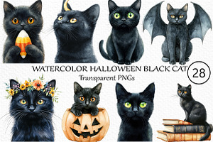 Watercolor Halloween Black Cat, an Illustration by Craft Nest
