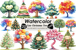 Cute Doodle Christmas Tree Clipart, an Illustration by Black Bird Studio