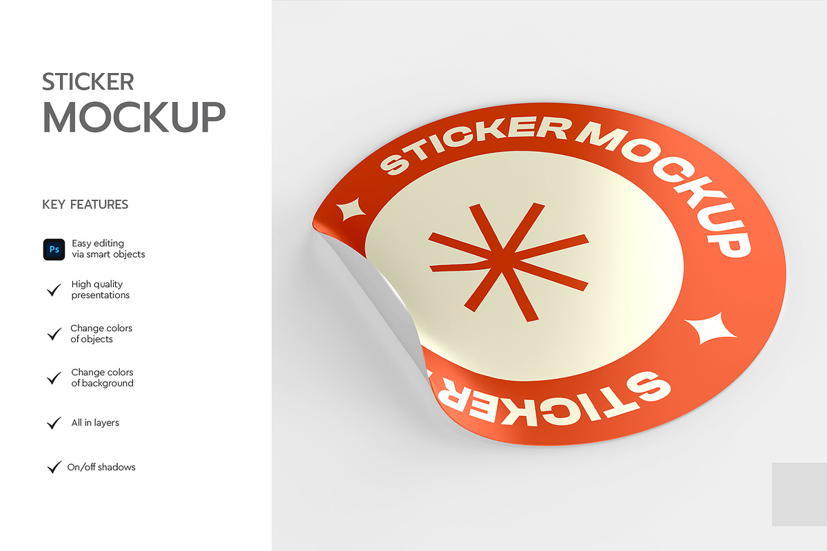 Round Circular Sticker Mockup