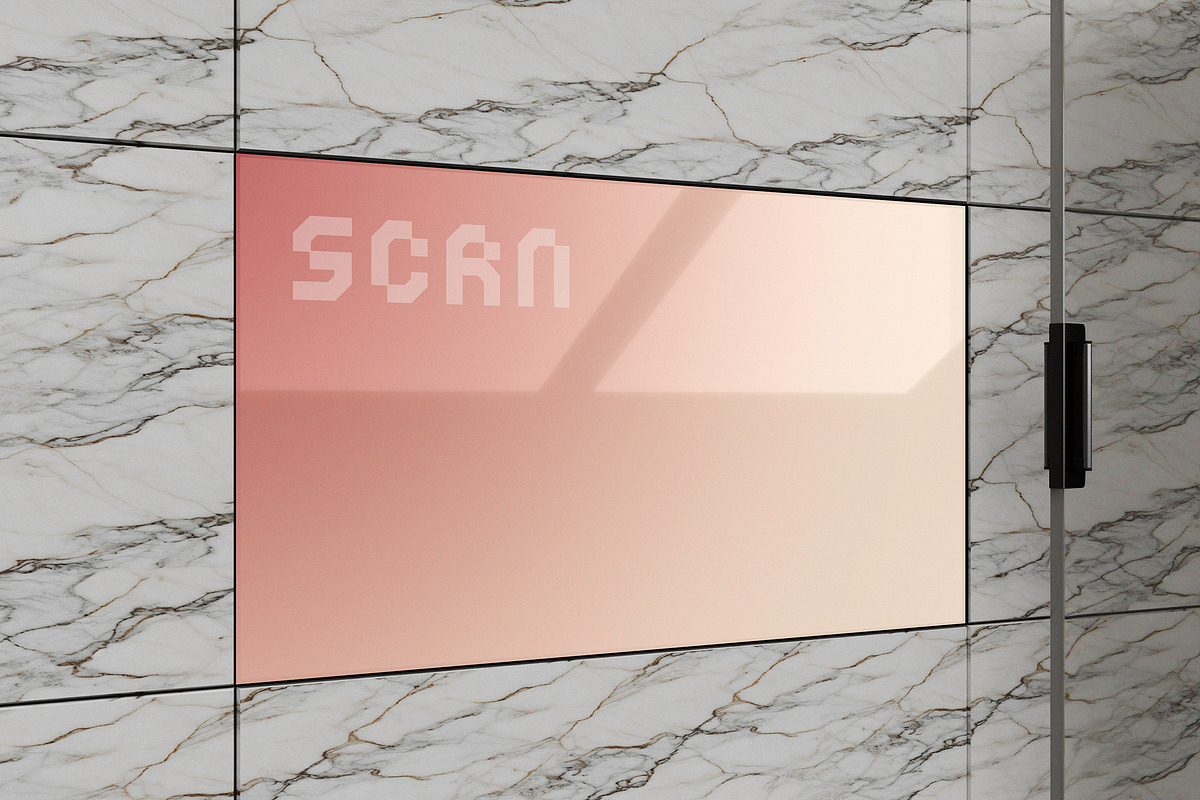 Angled Marble Wall Screen Mockup, an Advertising Mockup by Design Squad (Photo 1 of 4)