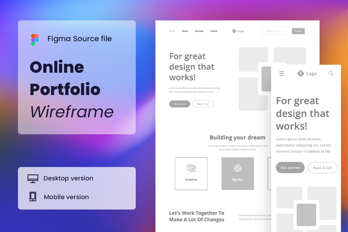 Online Portfolio Wireframe Website, a Wireframe Template by INSPR STD (Photo 1 of 4)