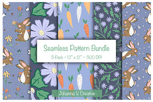 Spring Bunny Seamless Patterns