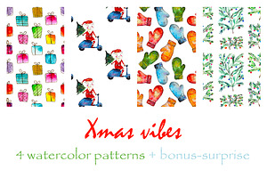 Xmas Watercolor Patterns