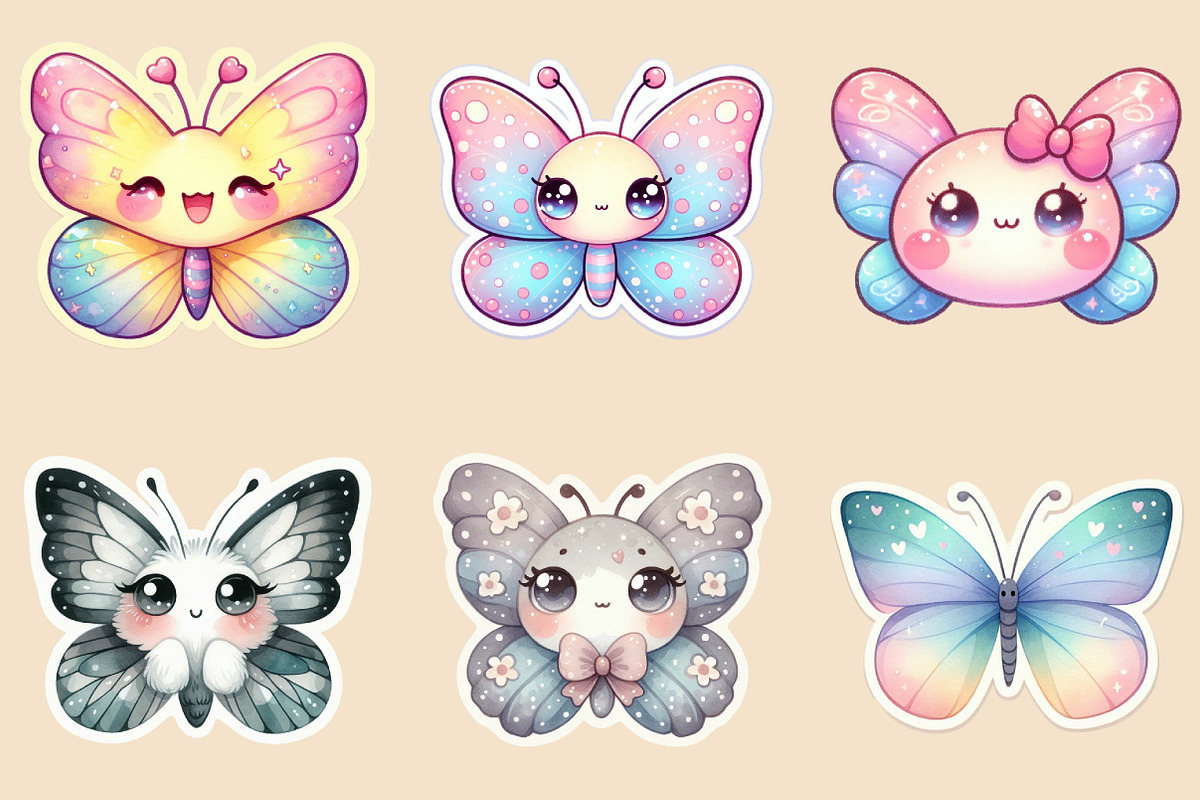 Kawaii Butterfly Stickers Bundle, an Illustration by Creative Art (Photo 4 of 7)
