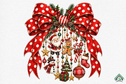 Retro Christmas Charms Bow, a Seasonal Illustration by Craft Nest (Thumbnail 1 of 6)